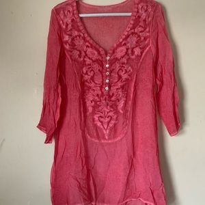 Pink western patterned blouse